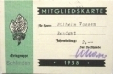 Mitgliedskarte 1938